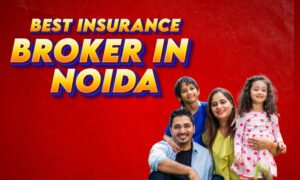Best insurance broker in Noida with happy family banner